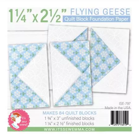 1 1/4" X 2 1/2" Flying Geese Quilt Block Foundation Paper