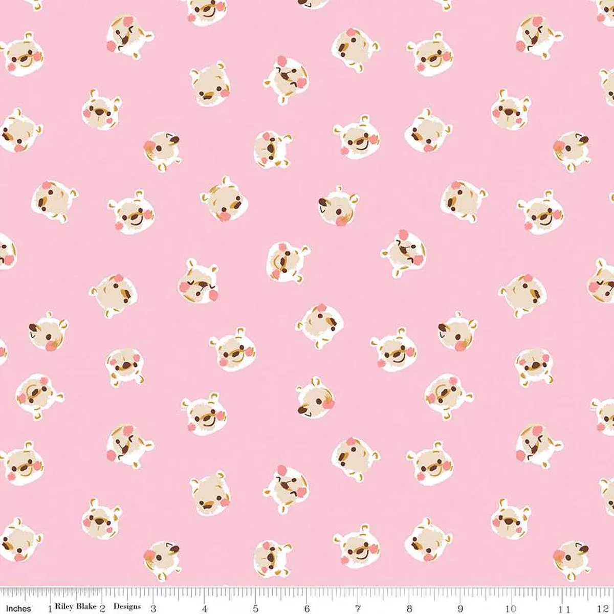 100 AKER WOODS: Pooh Brain-Pink (1/4 Yard)