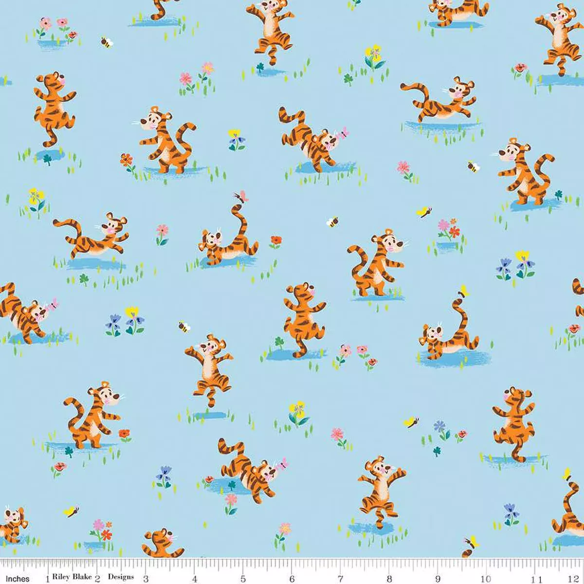 100 AKER WOODS: Tigger Bounce-Sky (1/4 Yard)