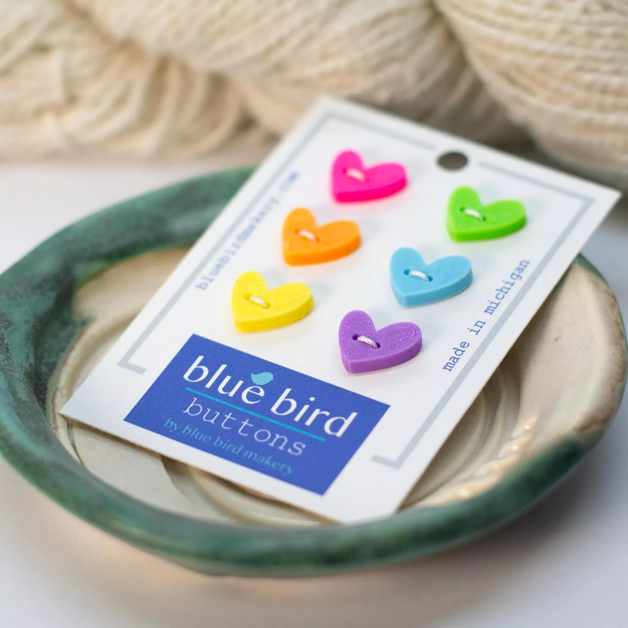 12mm Neon Rainbow Heart Buttons