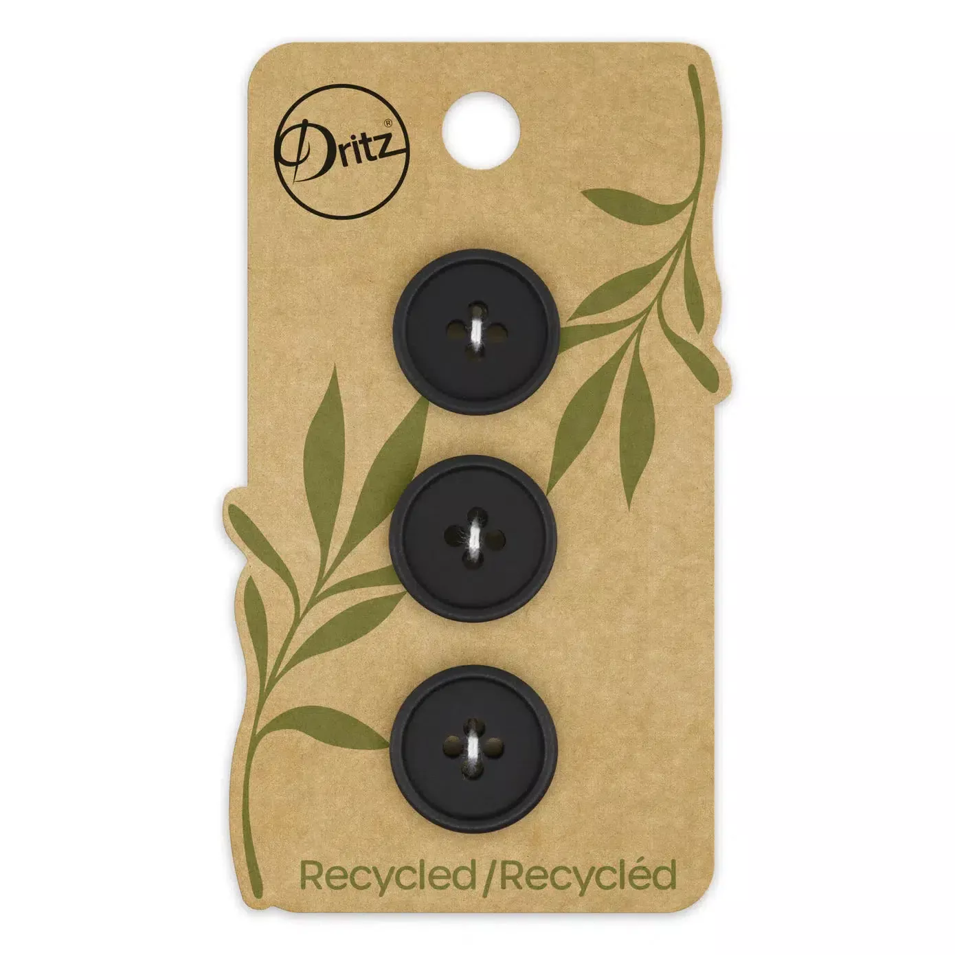 18mm Recycled Paper Buttons - Black