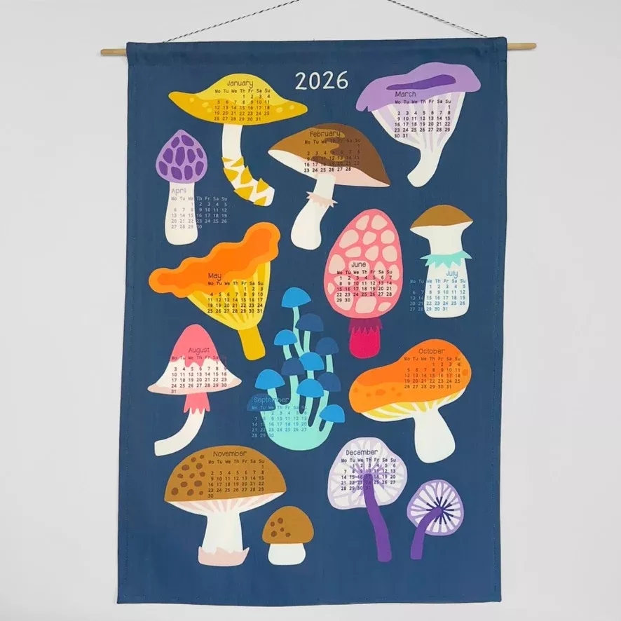 2026 Tea Towel Calendar - Mushrooms