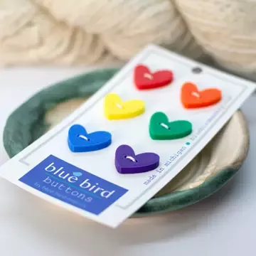 20mm Rainbow Heart Buttons