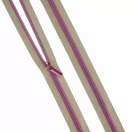 Beige #5 Nylon Tula Pink Coil Zipper 3yds and 9 Pulls