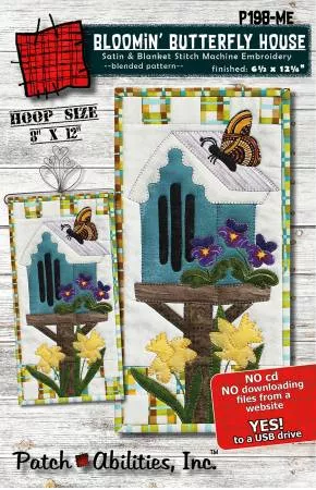 Bloomin Butterfly House Machine Embroidery Wall Hanging Pattern