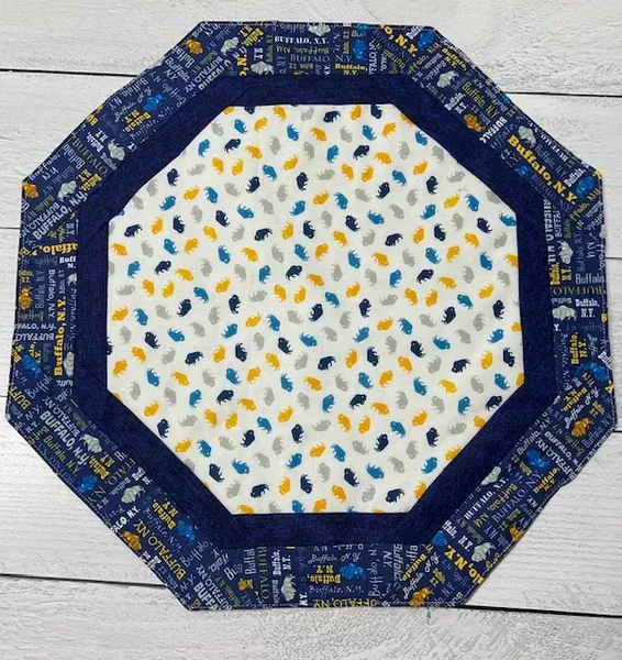 Blue & YellowBuffalos Octagon Table Topper Fabric Kit - No Pattern or Template