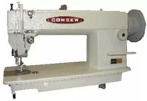 Consew 205RB-1Walking Foot, Top and Bottom Feed Upholstery Sewing Machine with Servo Motor Power Stand