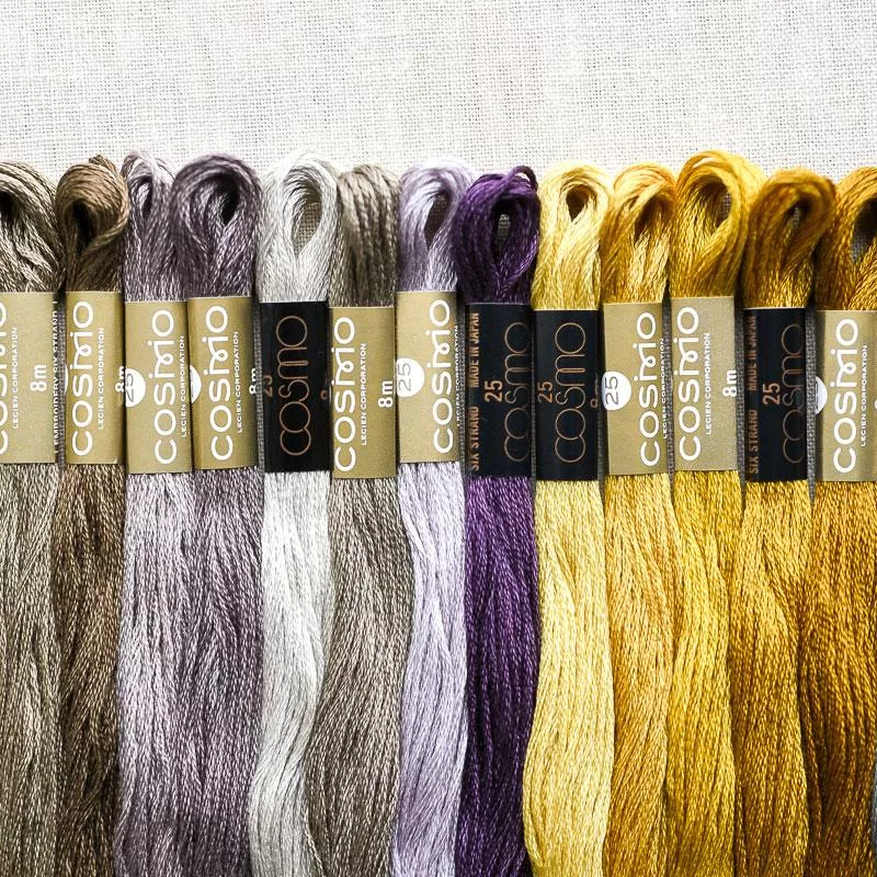 Cosmo : Embroidery Floss Palette : Grapevine : 15 pcs