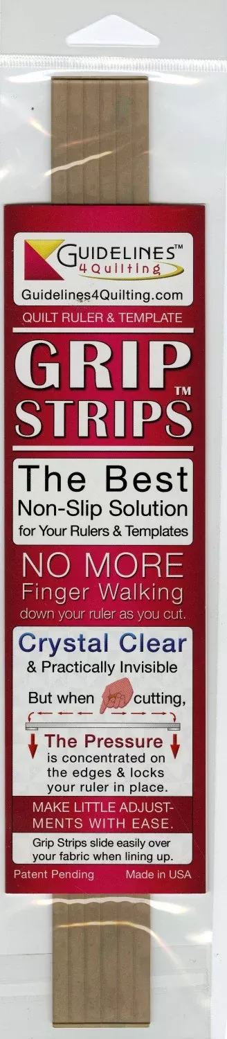 Crystal Clear Grip Strips 1/4-Inch by 11-3/4-Inch 6-Pack For Straight or Curved Quilt Rulers by Guidelines4Quilting