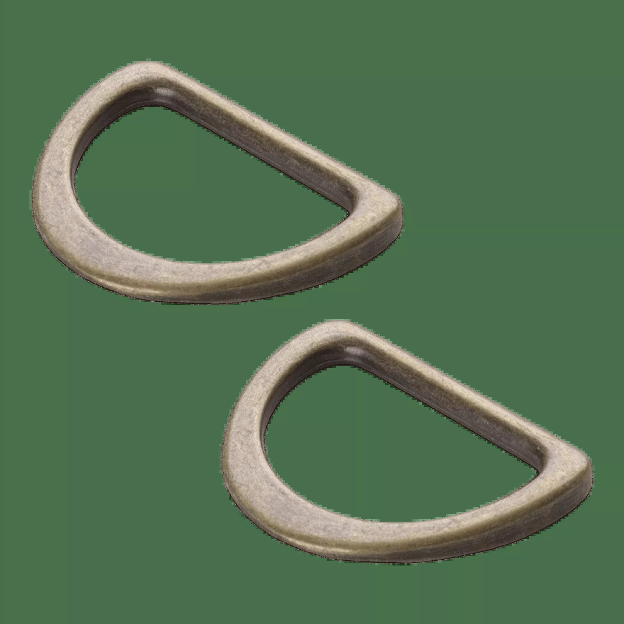 D Ring Flat 25 mm Antique Brass Set of Two - 25 mm