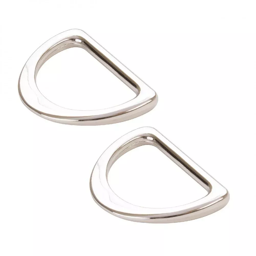 D Ring Flat Nickel Set of Two 25 mm