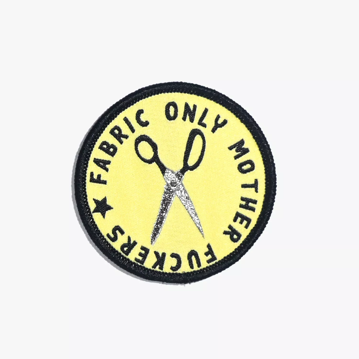 Fabric Only Mother Fuckers Scissors Woven Iron-On Patch
