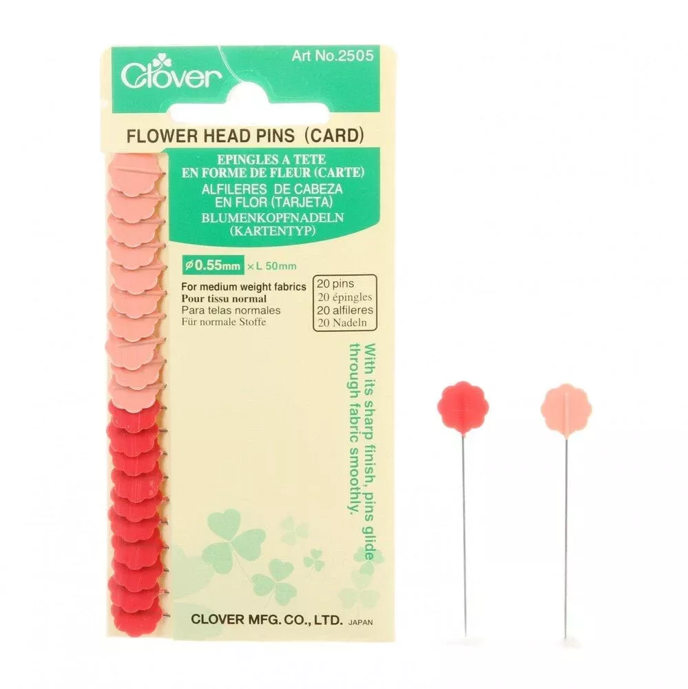 Flower Head Fine Pin Size 32 - 51 mm 20ct 2 colors