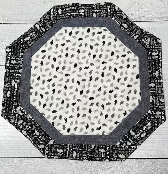 Gray Buffalos Octagon Table Topper Fabric Kit - No Pattern or Template
