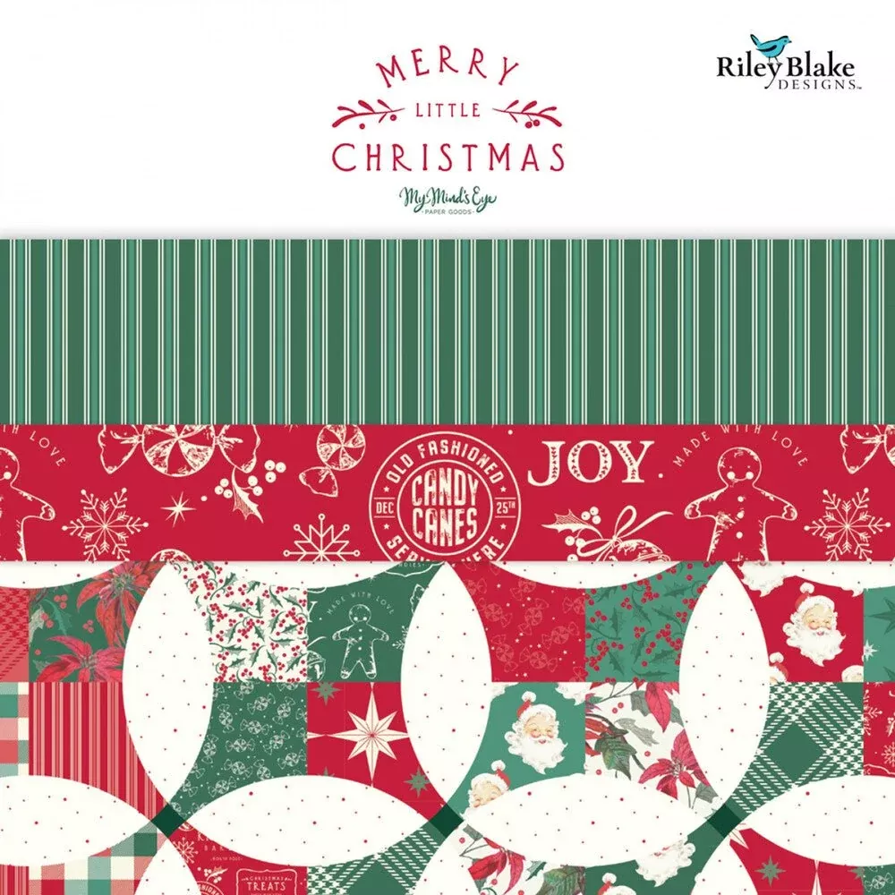 Merry Little Christmas 10″ Square Bundle – 42 Pre‑Cut Fabric Squares