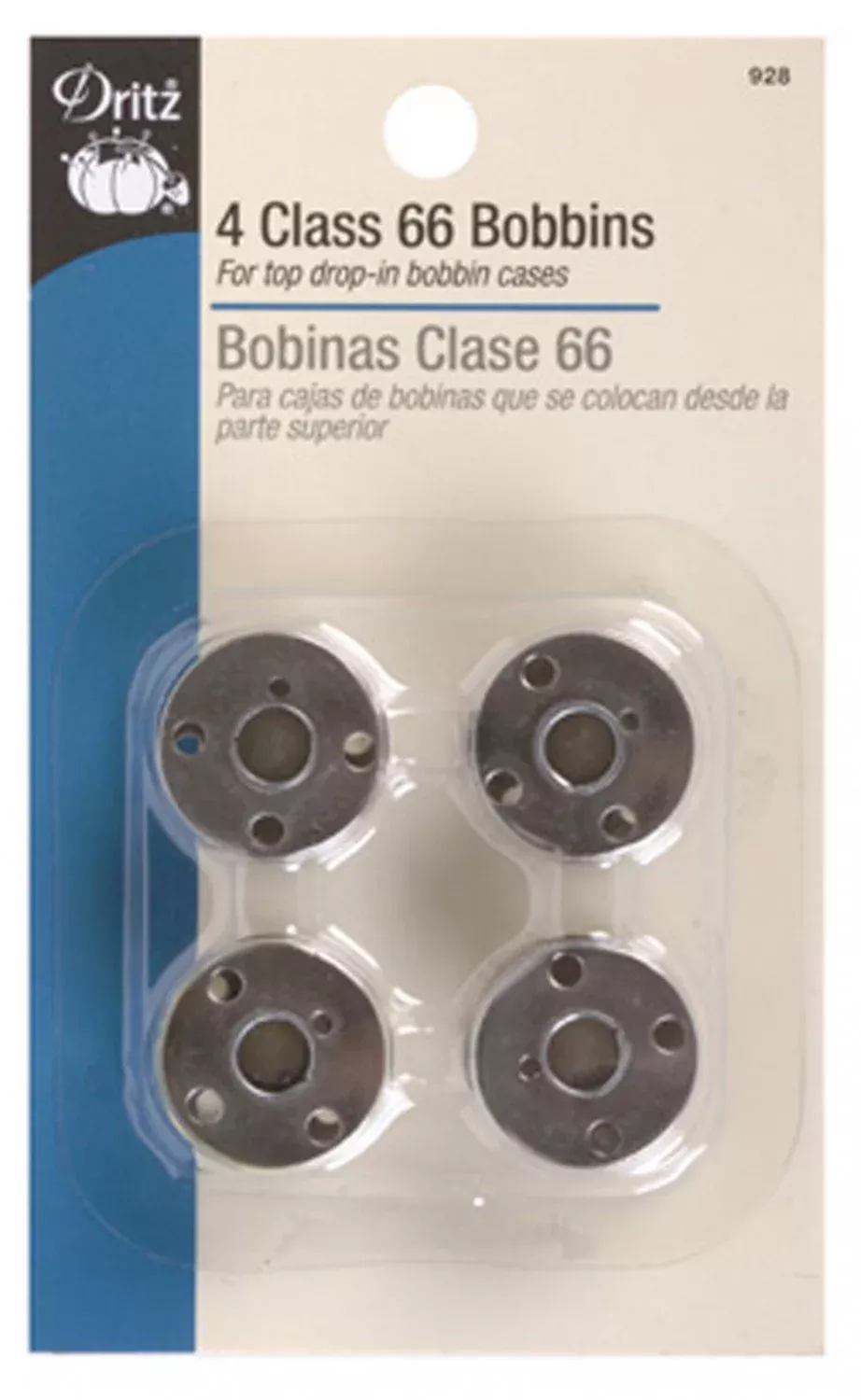 Metal Bobbins Class 66 For Top Drop-in Bobbin Cases 4-Pack by Dritz