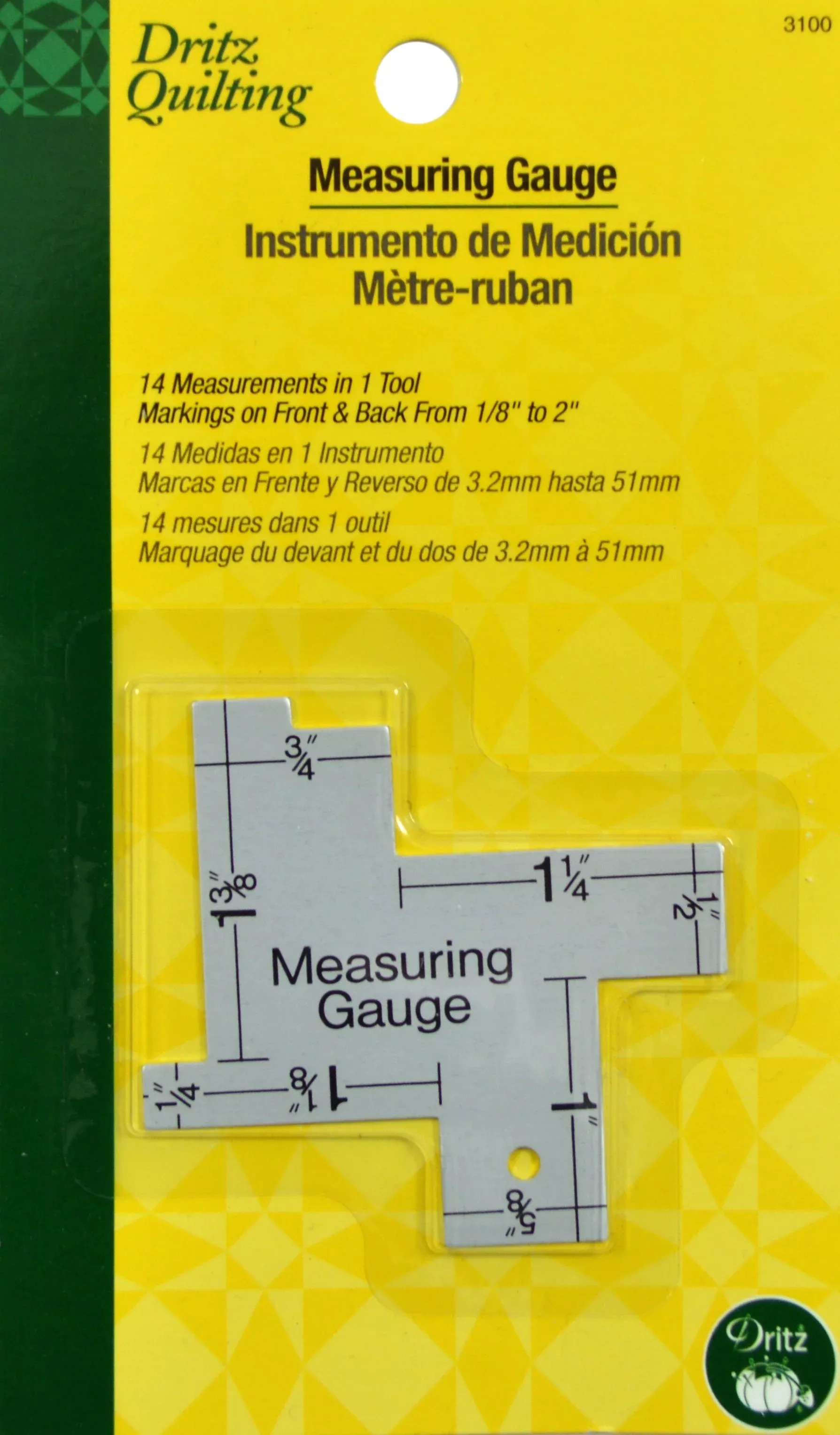Metal Measuring Gauge 14 Measurements In 1 Tool from 1/8 Inch To 1-3/4 Inches by Dritz