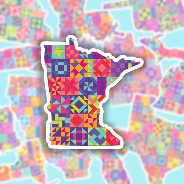 Minnesota State Quilt Stickers 6pk