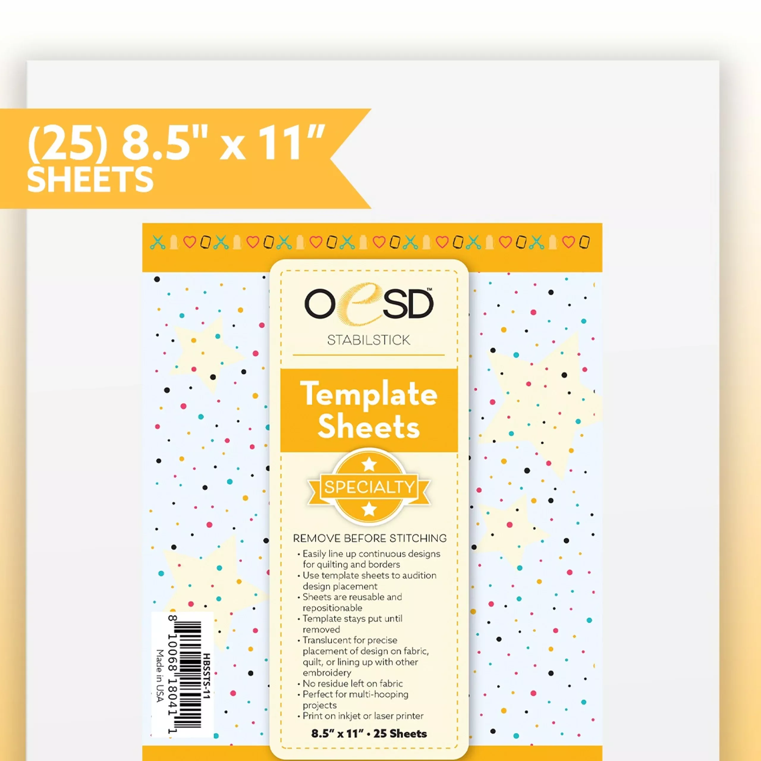 OESD: StabilStick Template Sheets - (25)8.5"x11"