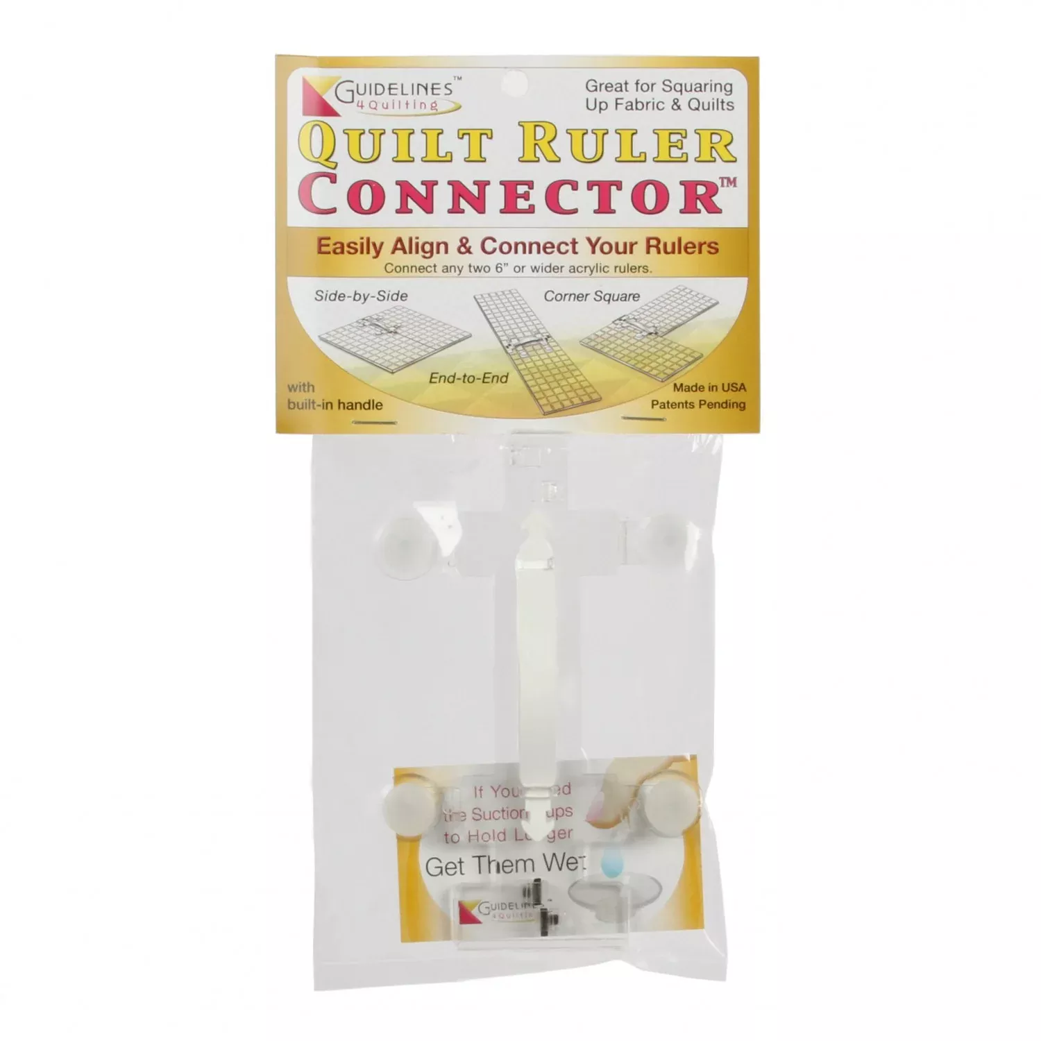 Quilt Ruler Connector for Any Two 6-Inch or Wider Acrylic Rulers by Guidelines4Quilting
