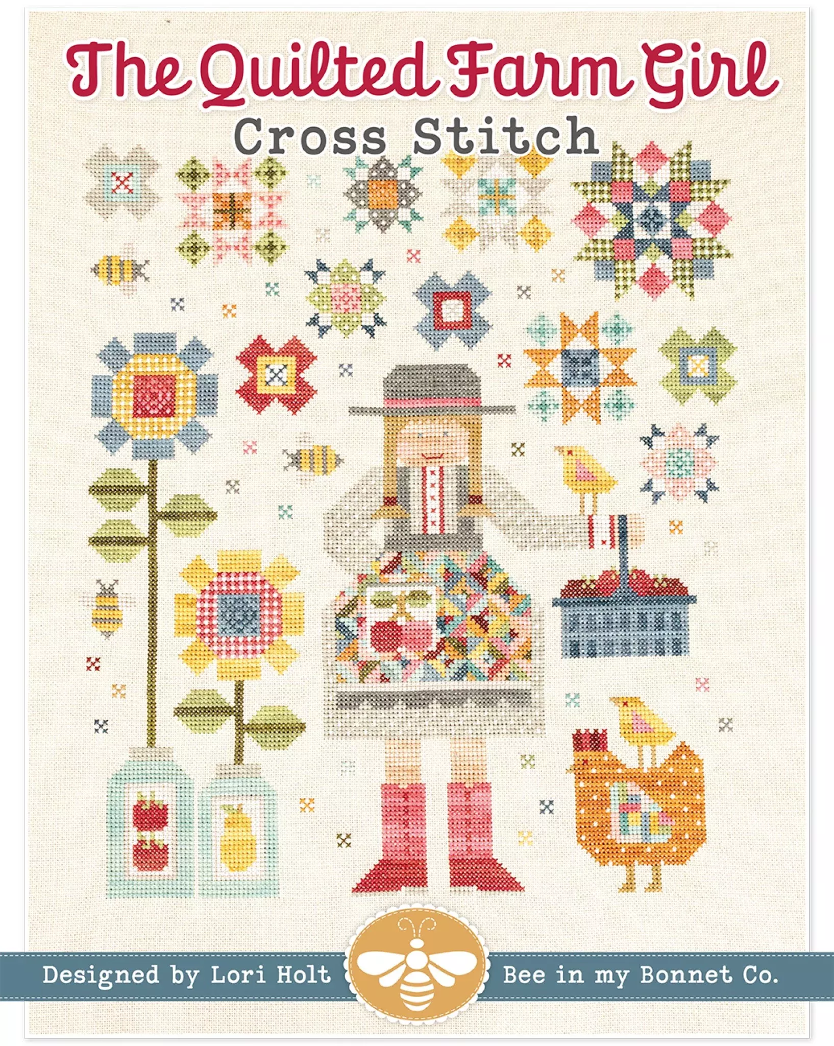 The Quilted Farm Girl Cross Stitch Pattern by Lori Holt for It's Sew Emma