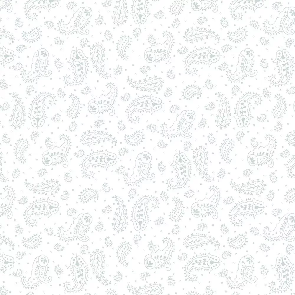 Quilters Flour V - White on White Delicate Paisley