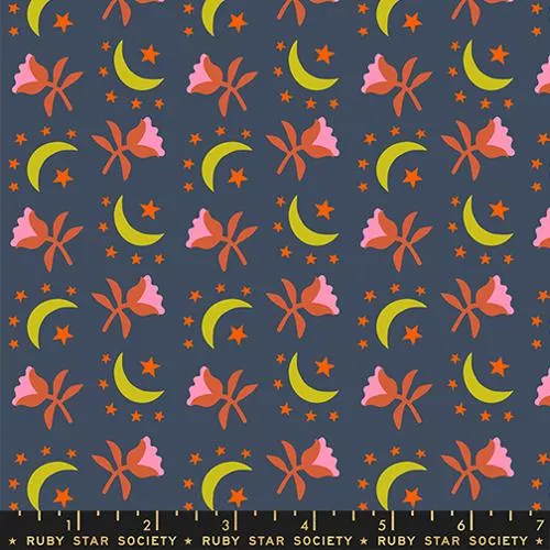 Ruby Star Society CATNAP: Moonflower-Smoke (1/4 Yard)