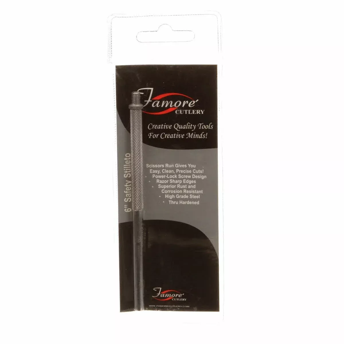 Safety Stiletto 6-Inch Hardened Steel Closing Screw Top by Famore Cutlery