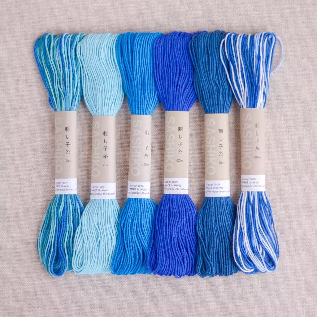 Sashiko Thread Set : Ocean Mix : 6 pcs