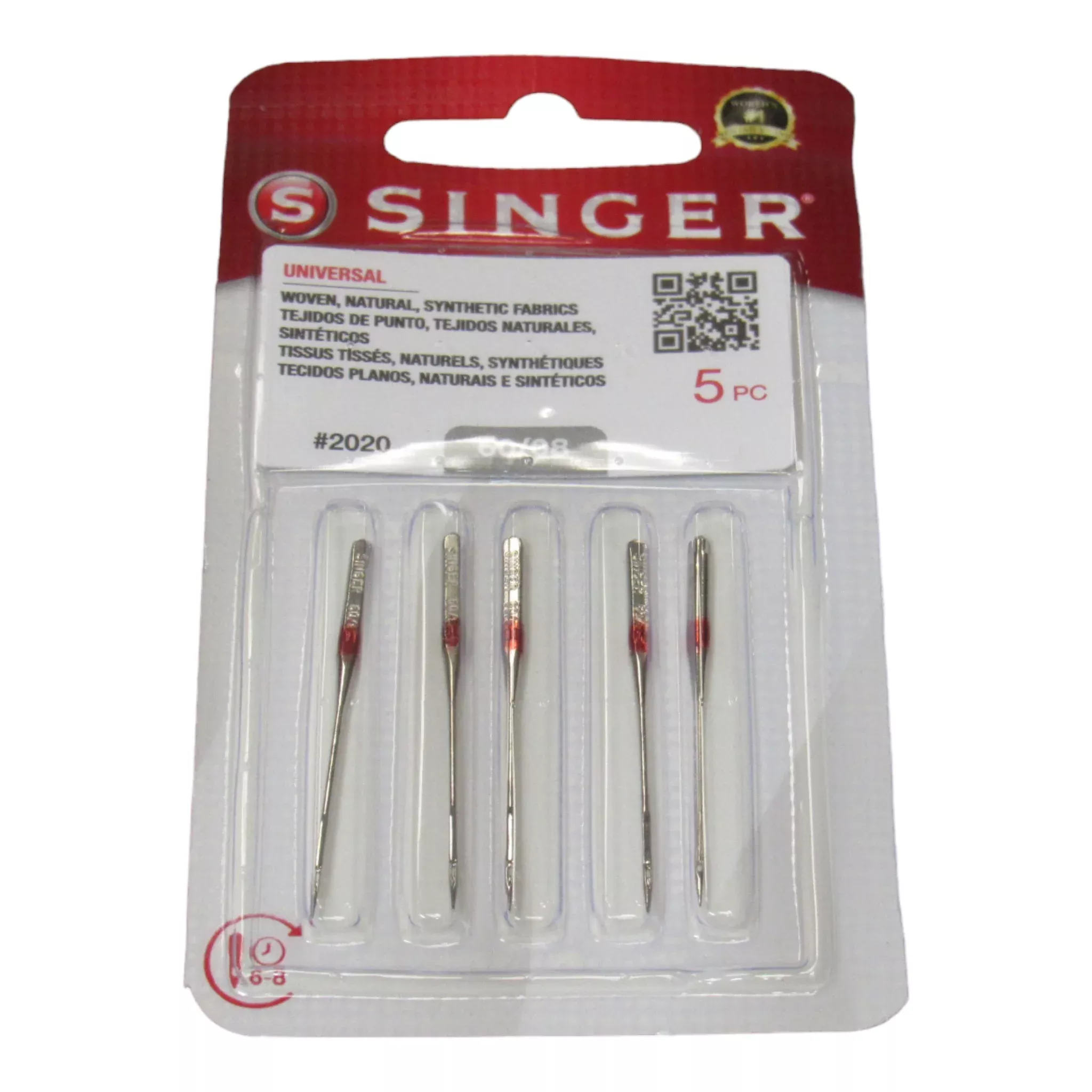 Singer Red #2020 Standard Point Needles - Perfect for Knits & General Sewing (5-Pack)