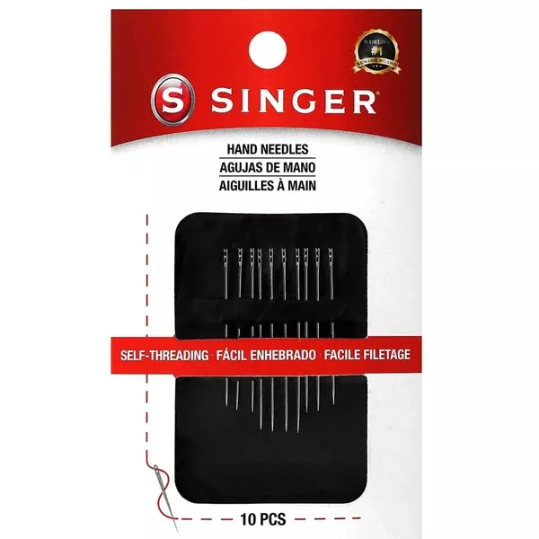 Singer Self-Threading Hand Sewing Needles 00280, Pack of 10 Assorted Sizes