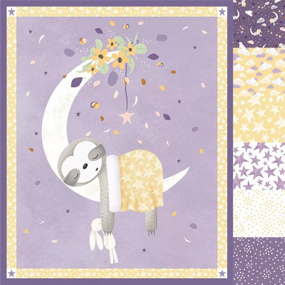 Sleepy Sloth Purple Fat Quarter Bundle 7pcs