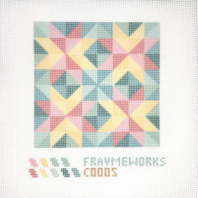 Star Quilt Block 4x4" Needlepoint Canvas
