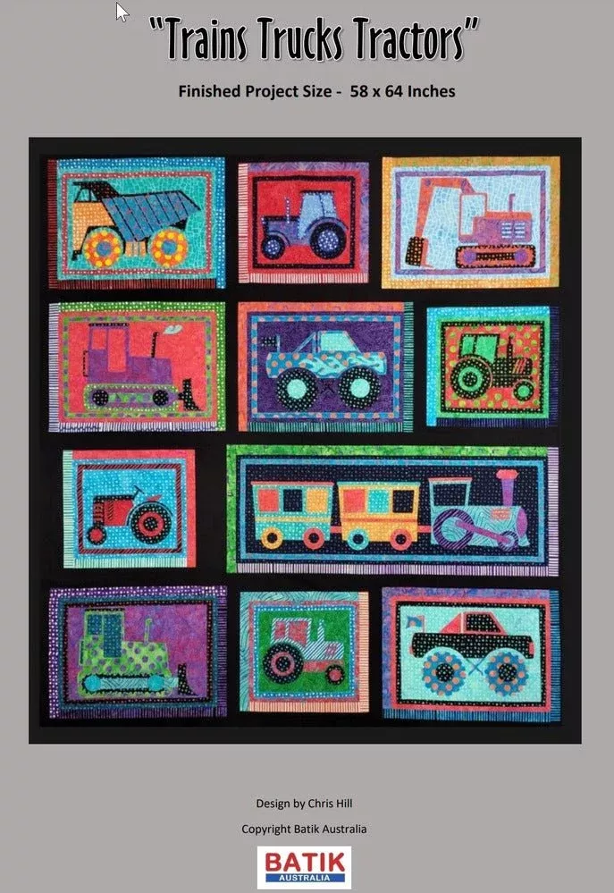 Trains, Trucks, Tractors Applique Pattern