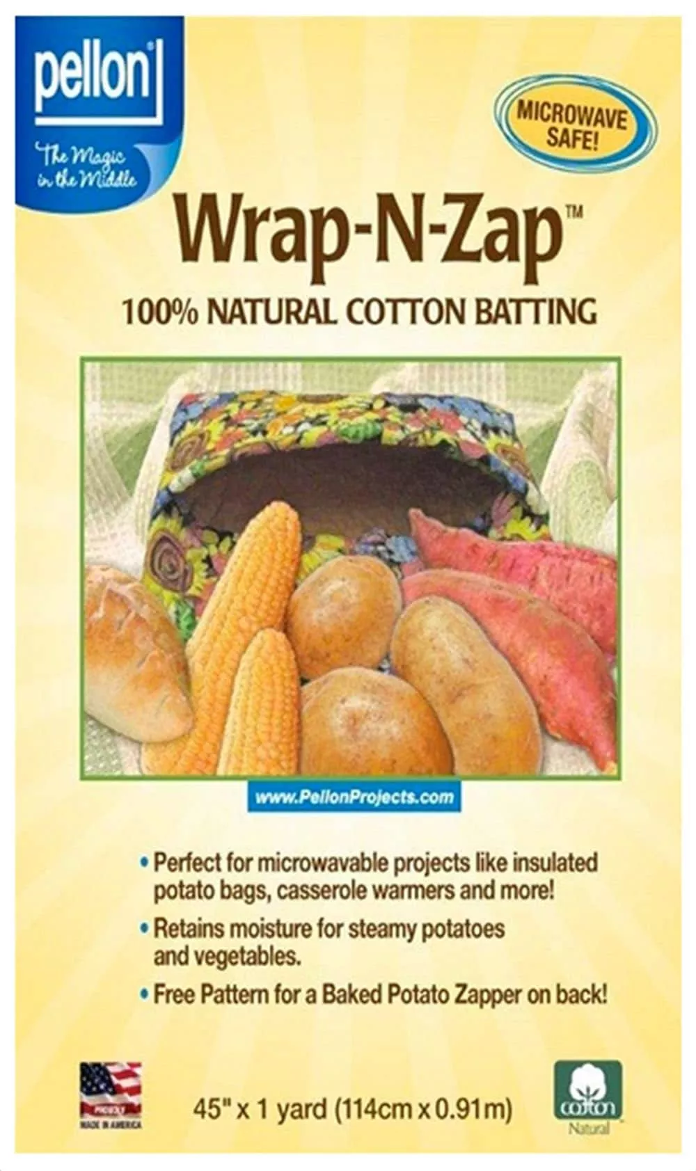 Wrap N Zap Cotton Quilt Batting 45-Inch x 36-Inch by Pellon