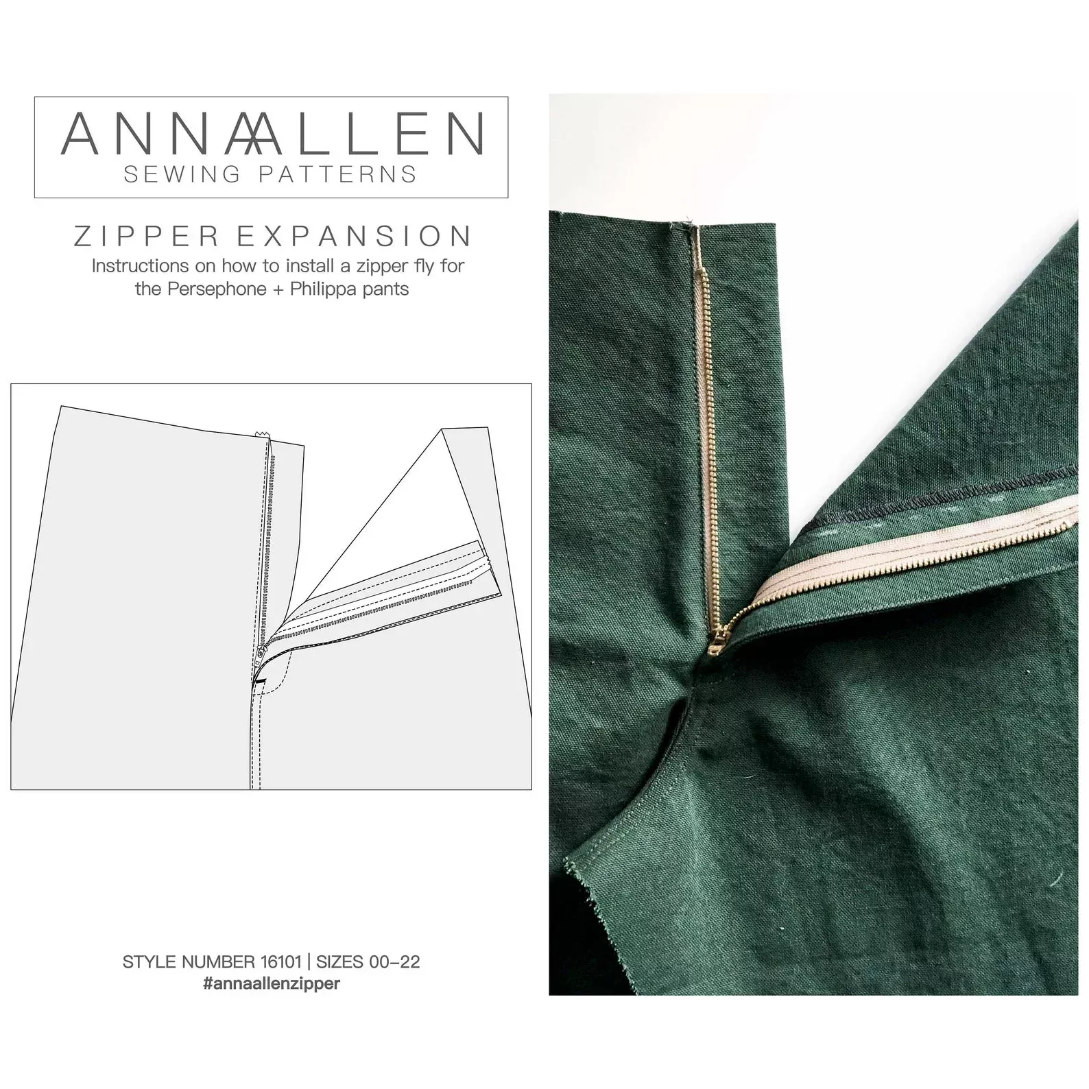 Zipper Expansion for Persephone & Philippa Pants - PDF DOWNLOAD
