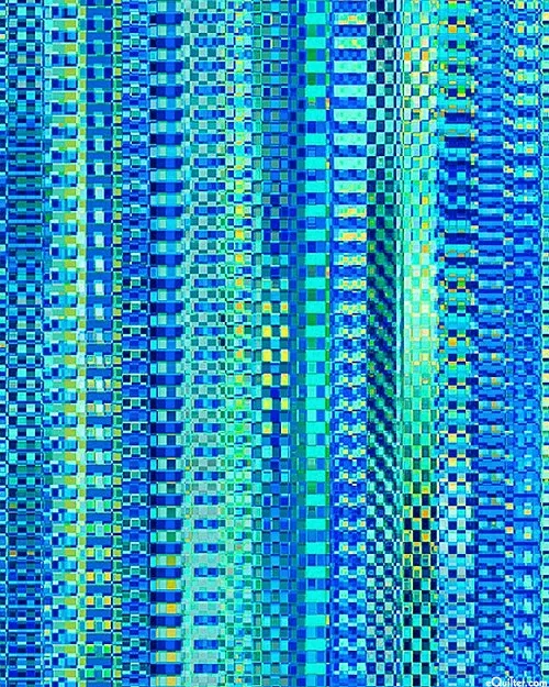 Zipper Stripe Azure, shades of blue and green 108" Wide Backing *