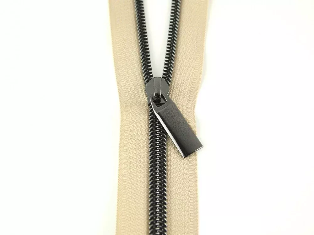 Zippers by The Yard Beige Tape Gunmetal #5