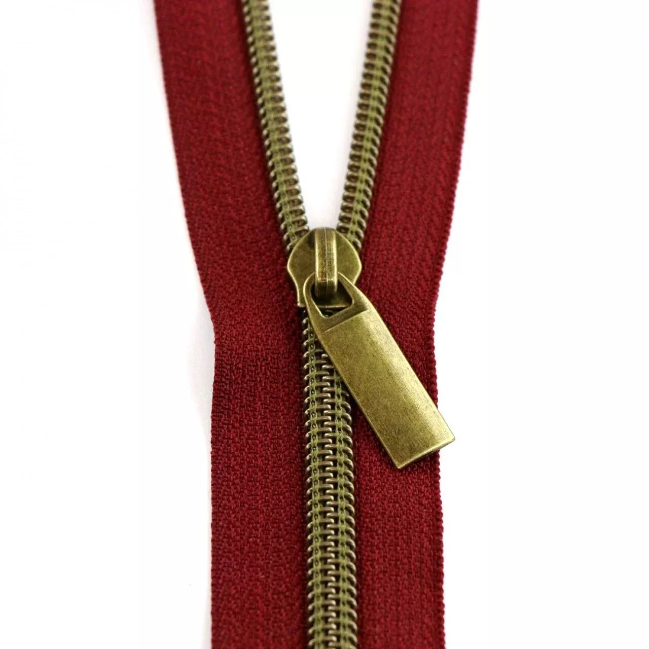 Zippers By The Yard Burgundy Tape Antique Gold #5