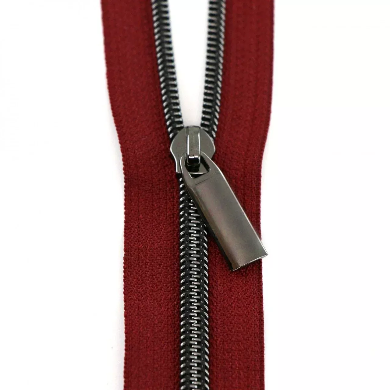 Zippers By The Yard Burgundy Tape Gunmetal #5